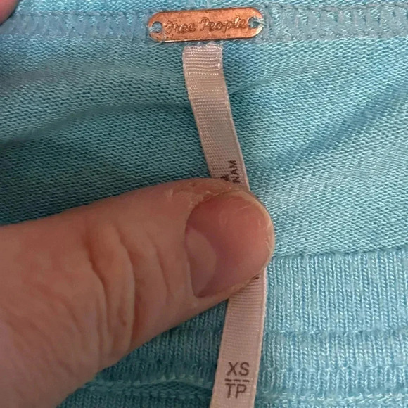 Free People Forever Your Girl Baby Blue Long Sleeve Peplum Babydoll Top X-Small - Picture 7 of 11